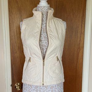 Talbots Diamond Quilted Ivory Vest with Fleece Lining - Size Petite
